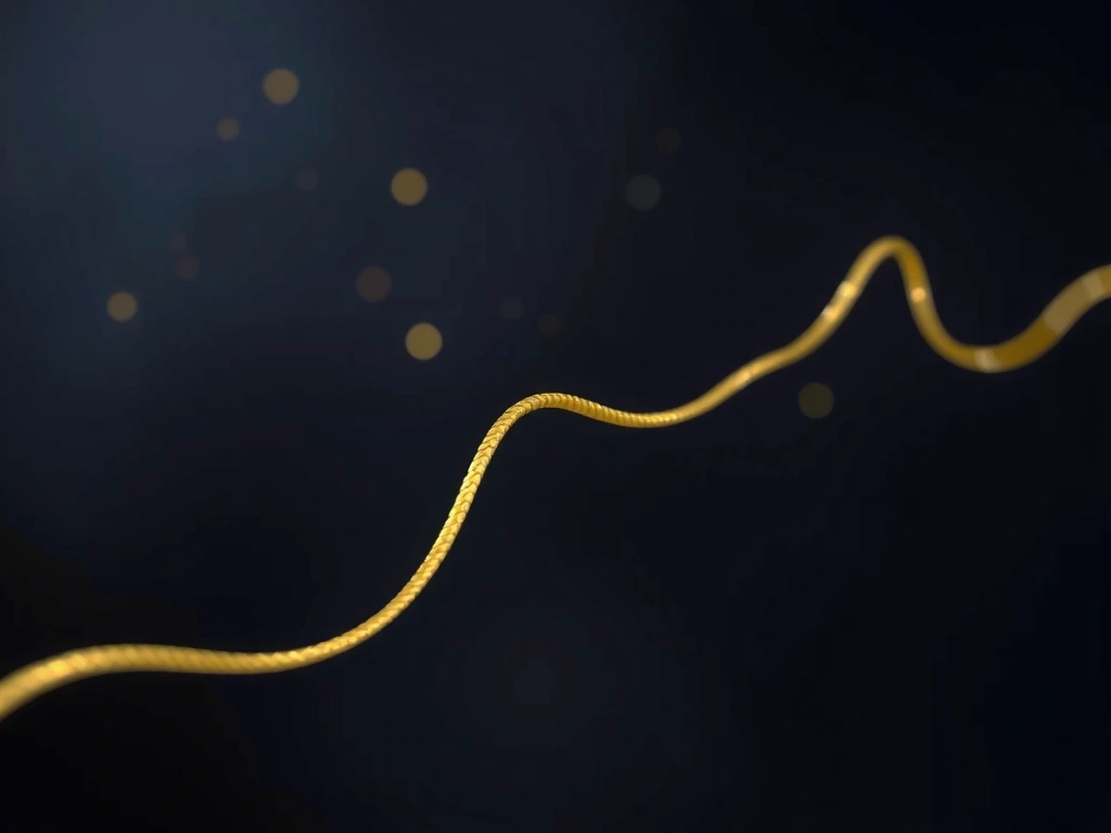 Złota nić splątana rozplątująca się w prostą ścieżkę